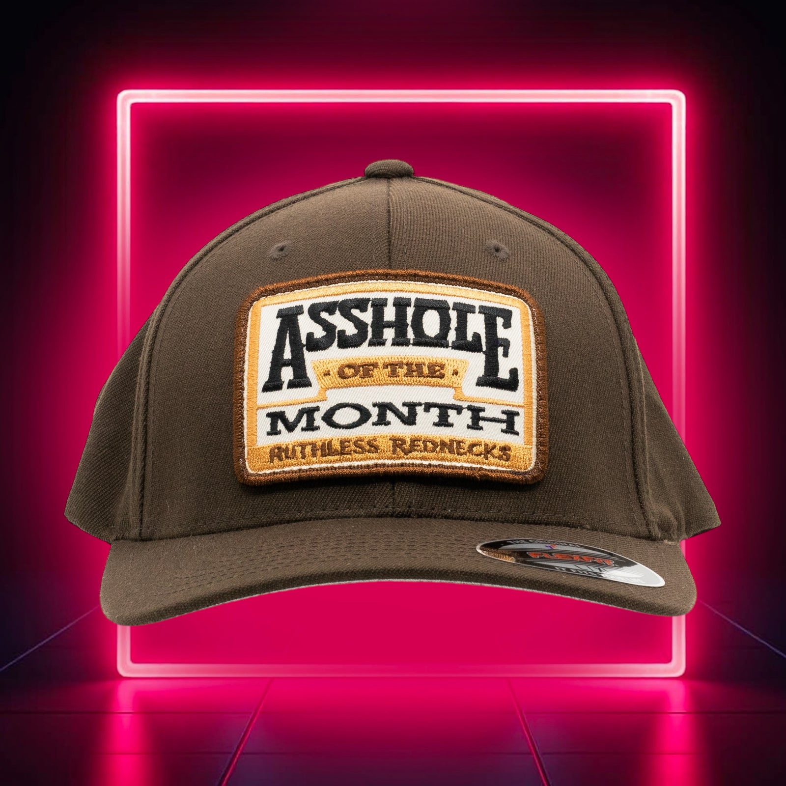 Asshole Of The Month Flexfit Brown Hat